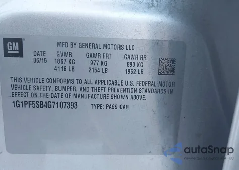 2016 Chevrolet Cruze Limited 2Lt Auto from USA, damaged, VIN 1G1PF5SB4G7107393